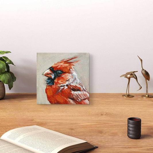 H1Z ART Acrylbild Gemälde Rotkardinal – handgemaltes Original Acrylbild (10 x 10 cm)