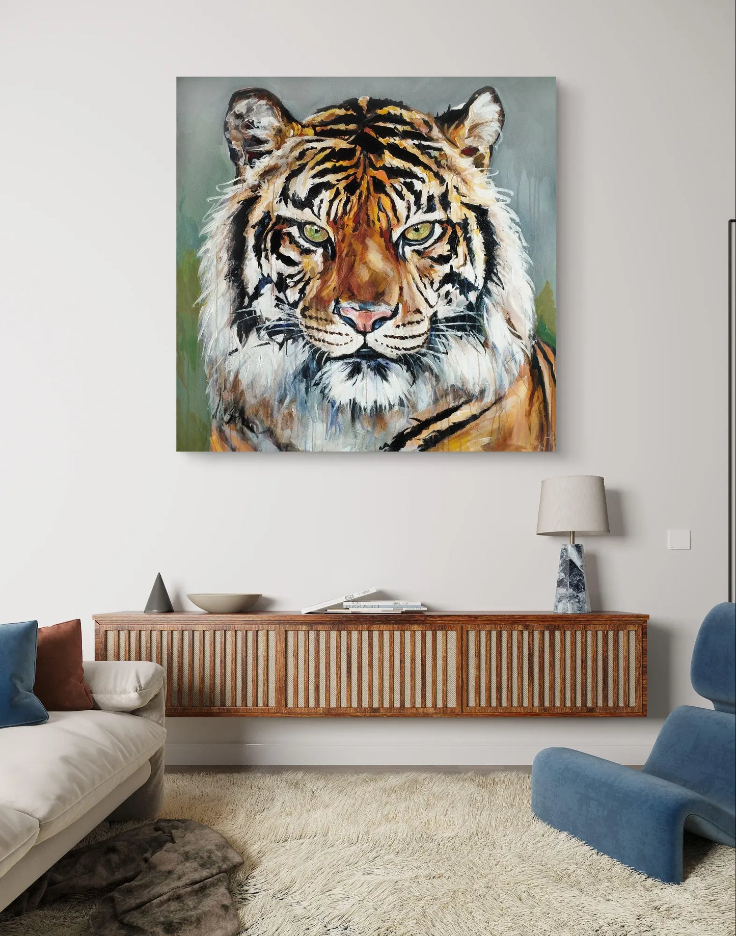 Gemälde Tiger – handgemaltes Original Acrylbild (120 x 120 cm)