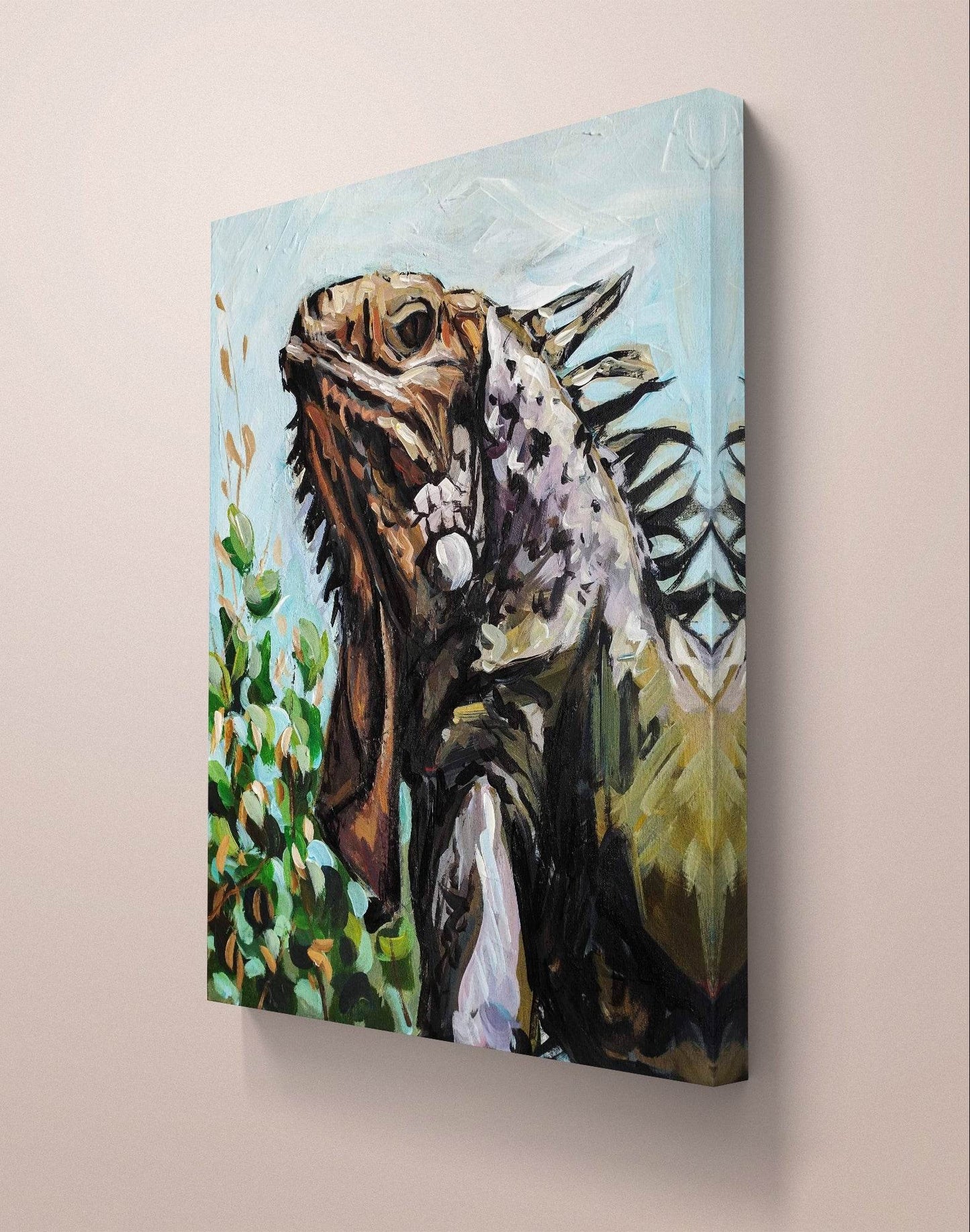 H1Z ART Acrylbild Gemälde Leguan – handgemaltes Original Acrylbild (40 x 50 cm)