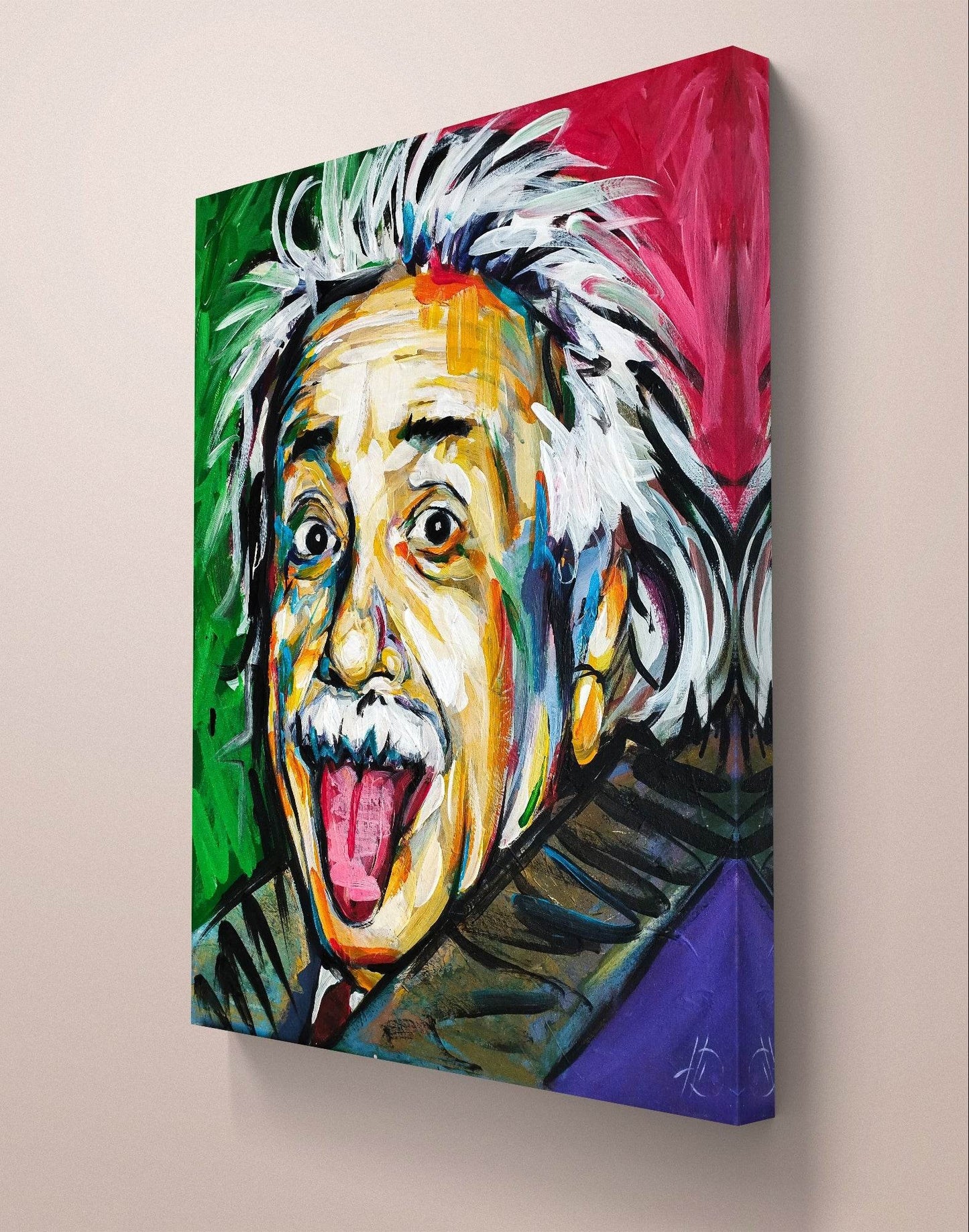 H1Z ART Acrylbild Gemälde lustiger Einstein Original Acrylbild (50 x 60 cm)