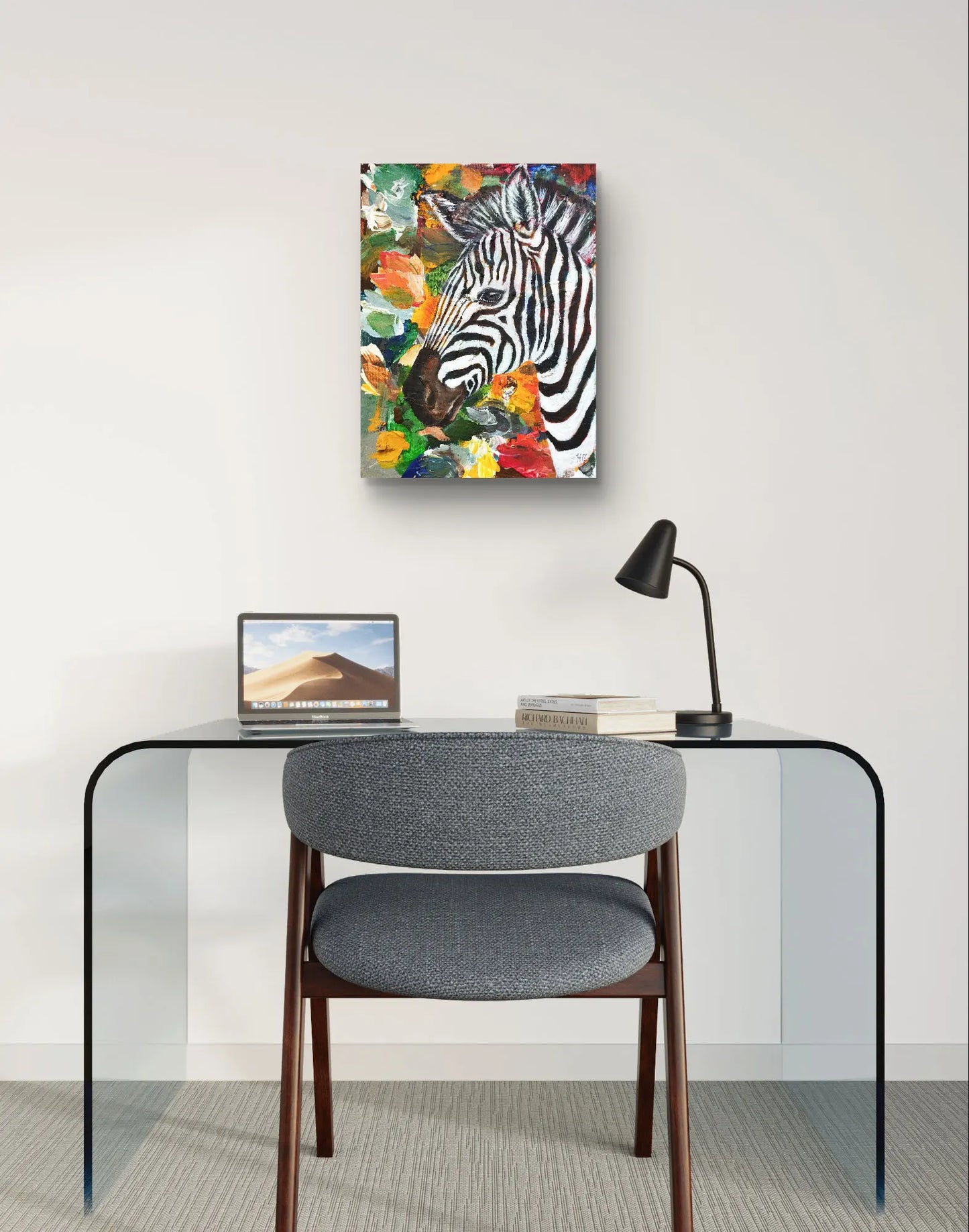 Gemälde Zebra auf der Savanne – handgemaltes Original Acrylbild (30 x 40 cm)