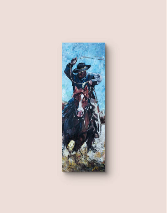 H1Z ART Acrylbild Gemälde Cowboy – handgemaltes Original Acrylbild (120 x 40 cm)