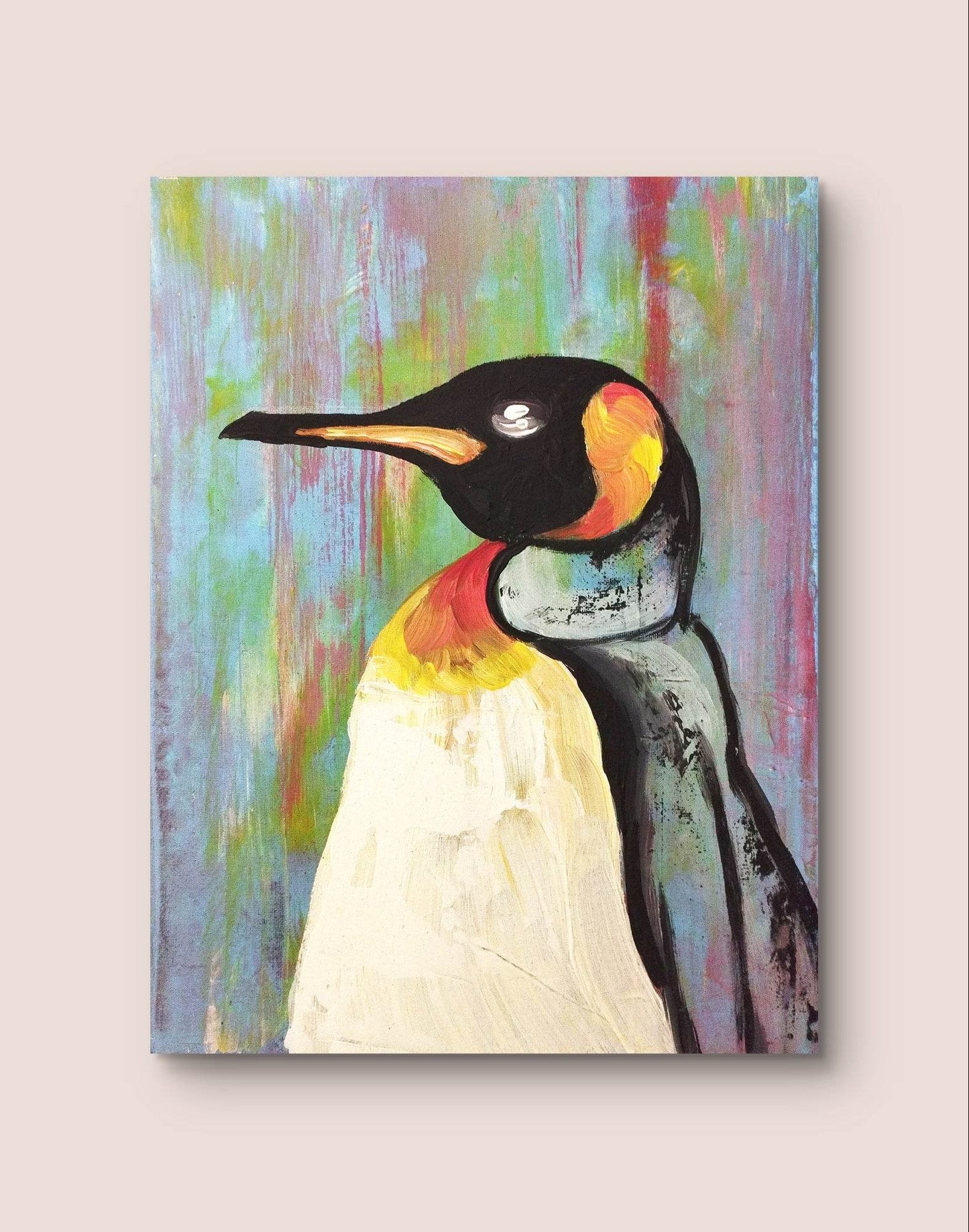 H1Z ART Acrylbild Gemälde Pinguin – handgemaltes Original Acrylbild (30 x 40 cm)