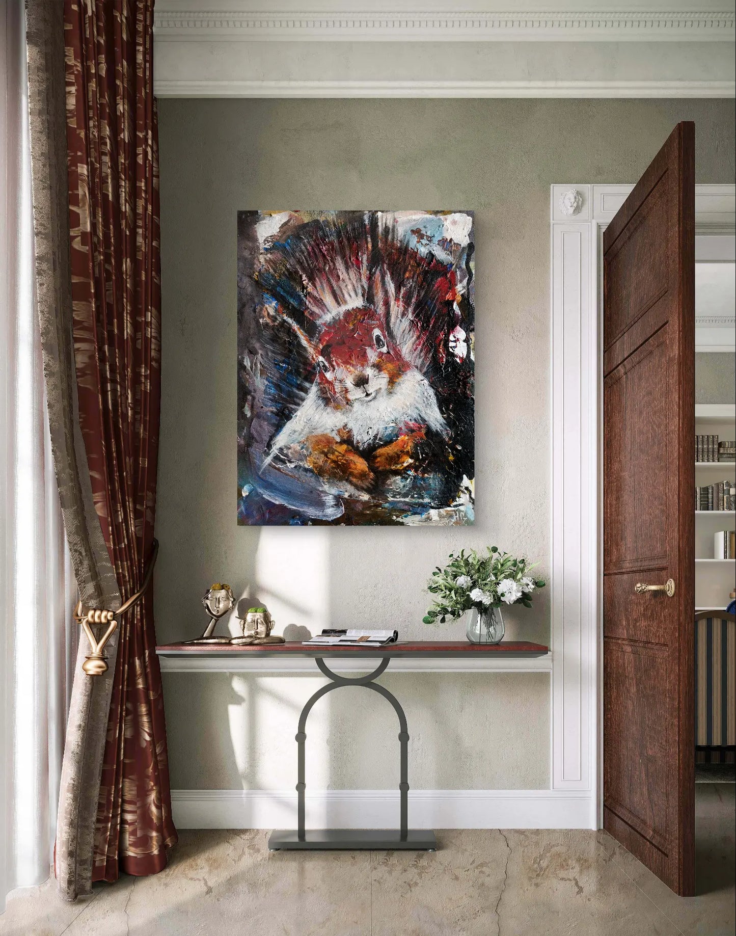 Gemälde Das kleine Eichhörnchen – handgemaltes Original Acrylbild (30 x 40 cm)