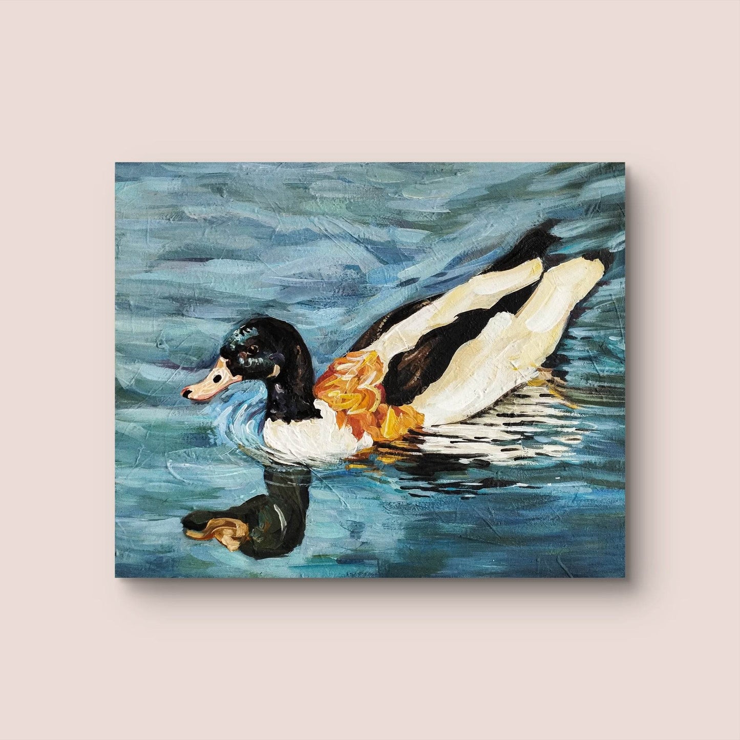 H1Z ART Acrylbild Gemälde Feuerente – handgemaltes Original Acrylbild (40 x 50 cm)