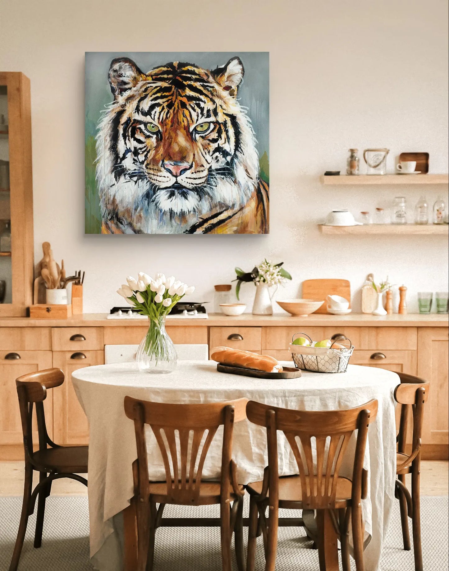Gemälde Tiger – handgemaltes Original Acrylbild (120 x 120 cm)