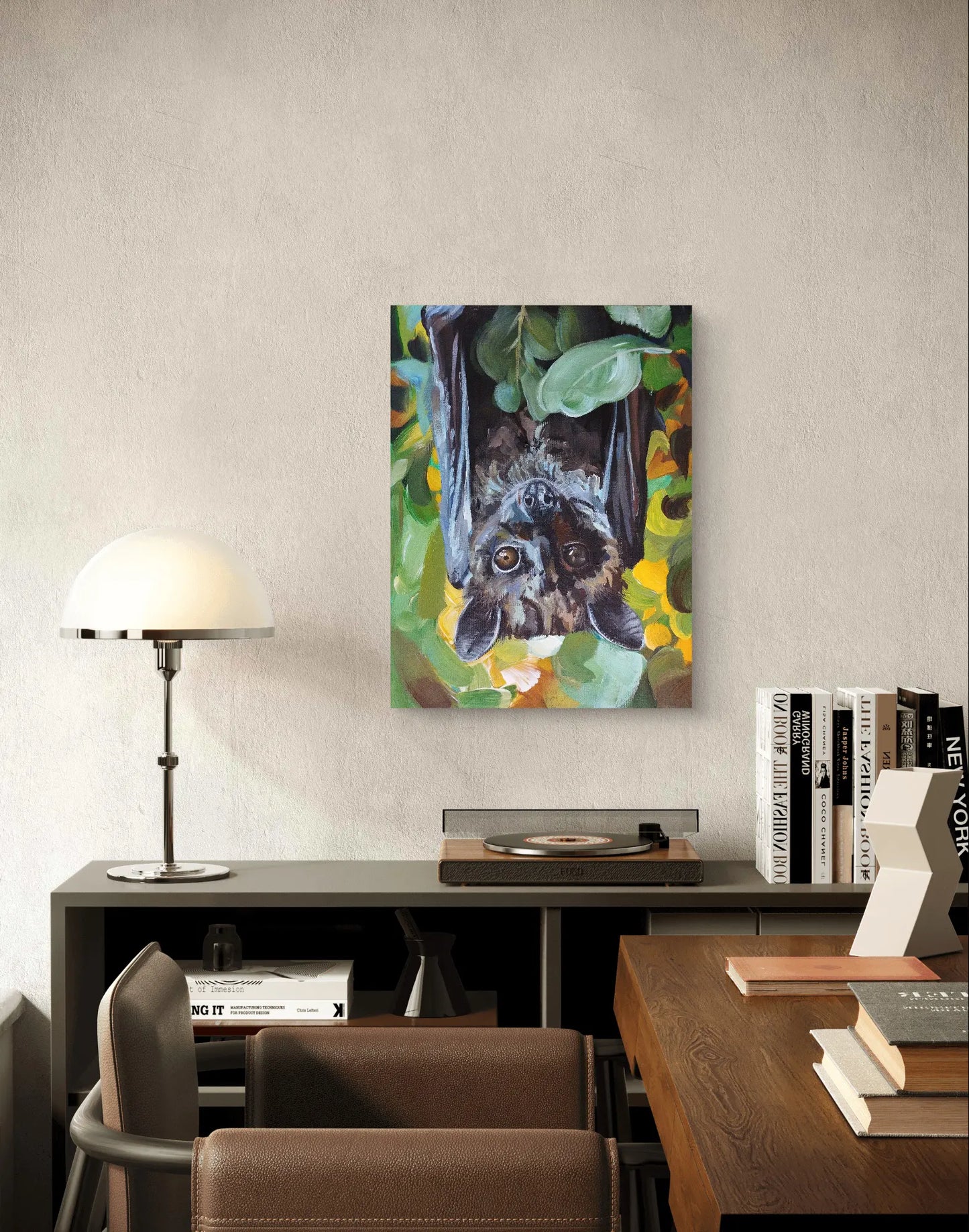 Bat painting – hand-painted original acrylic painting (30 x 40 cm)