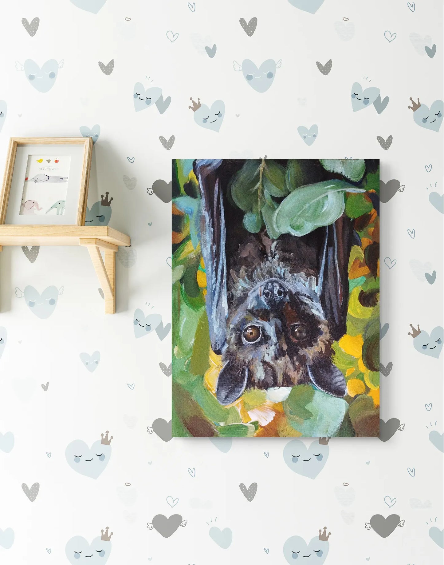 Bat painting – hand-painted original acrylic painting (30 x 40 cm)
