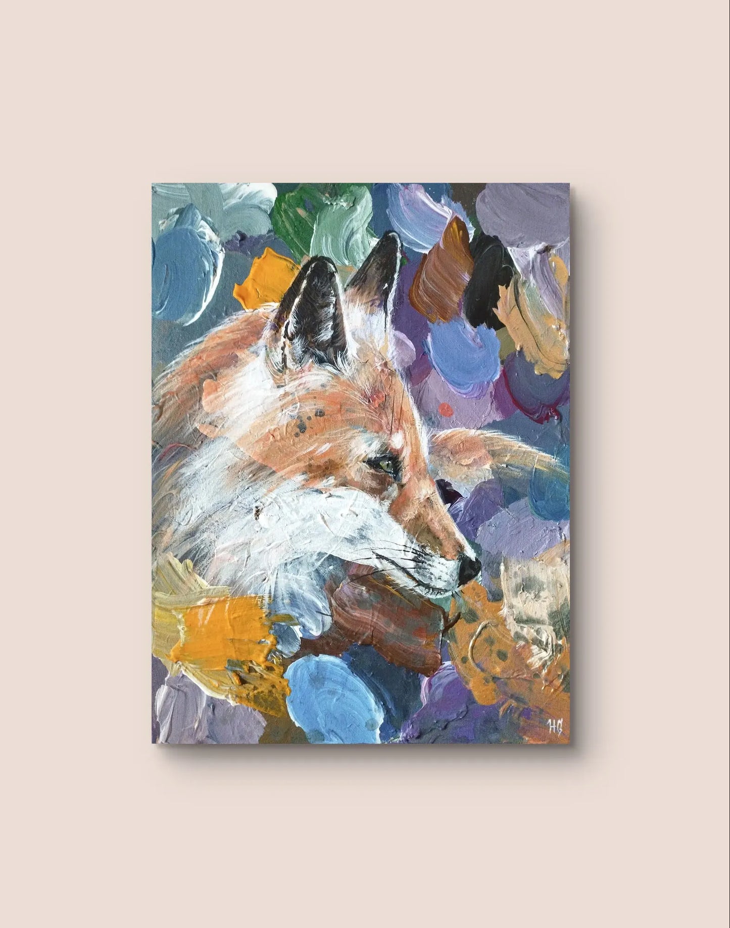 Gemälde Fuchs im Sonnenlicht – handgemaltes Original Acrylbild (30 x 40 cm)