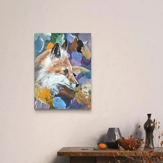 Expressiv-realistisches Gemälde Fuchs im Sonnenlicht – handgemaltes Original Acrylbild (30 x 40 cm) auf Leinwand von H1Z ART in lebendiger Atmosphäre