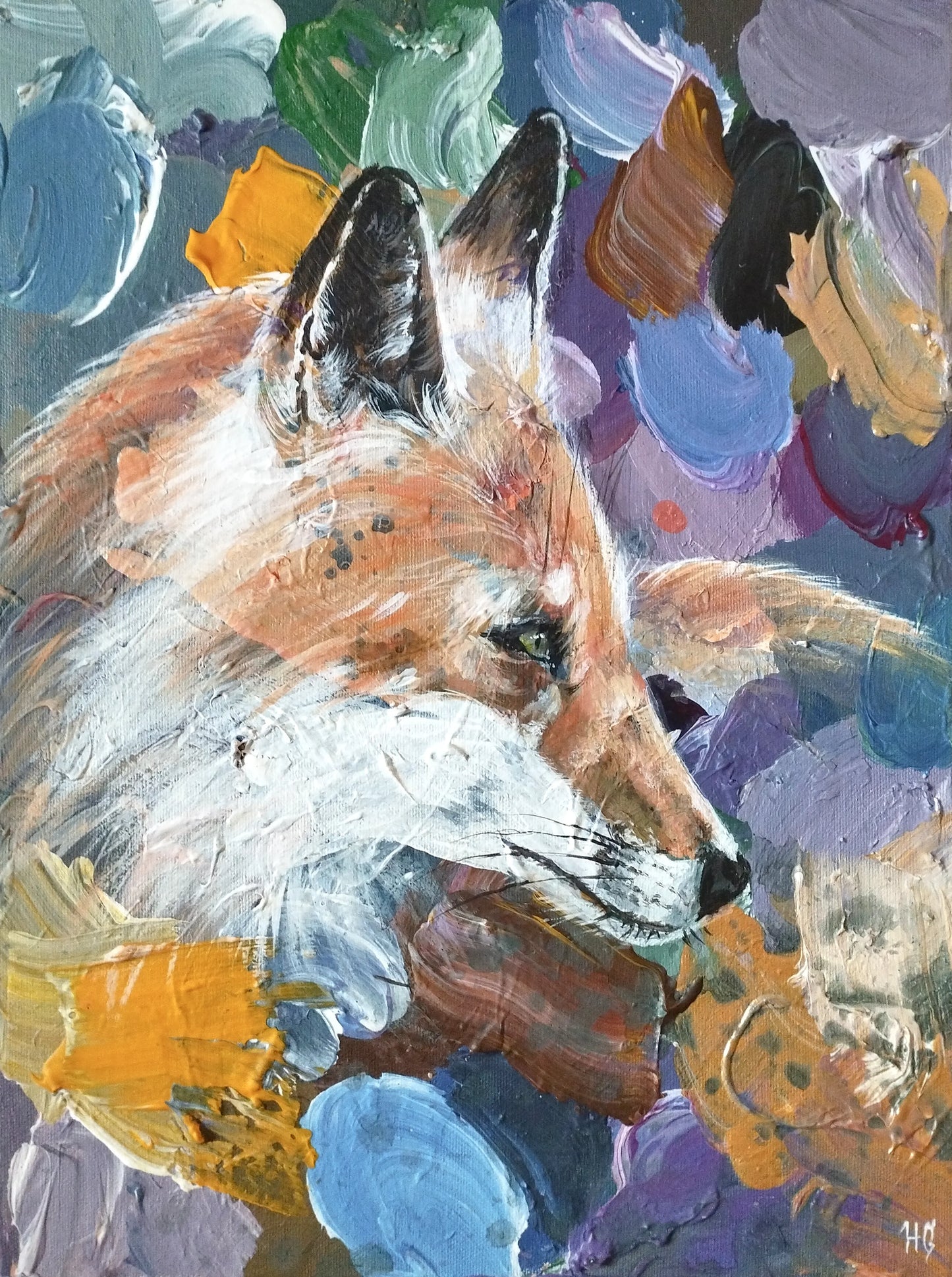 Gemälde Fuchs im Sonnenlicht – handgemaltes Original Acrylbild (30 x 40 cm)