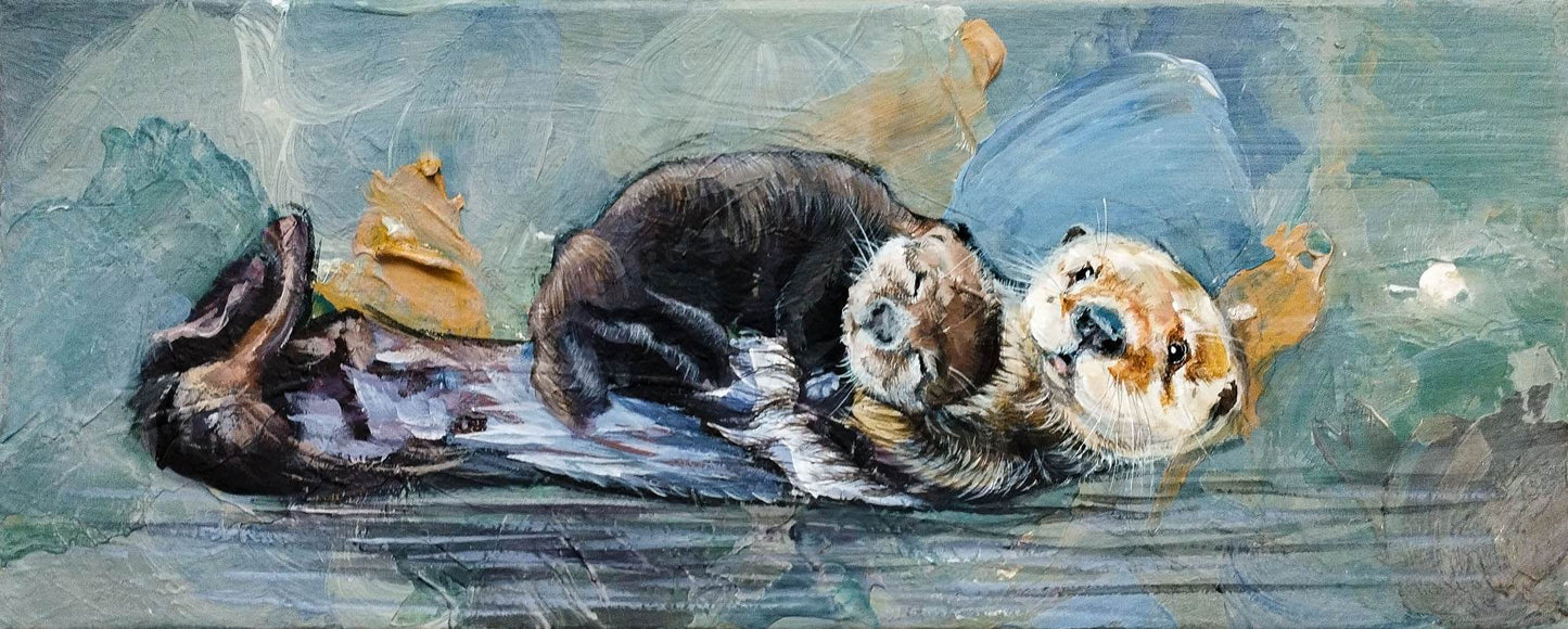 H1Z ART Acrylbild Gemälde Otter – handgemaltes Original Acrylbild (50 x 20 cm)