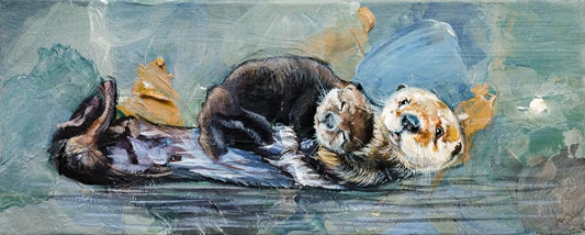 Handgemaltes Otter Acrylgemälde 50×20 cm – querformatiges Tierporträt auf Leinwand