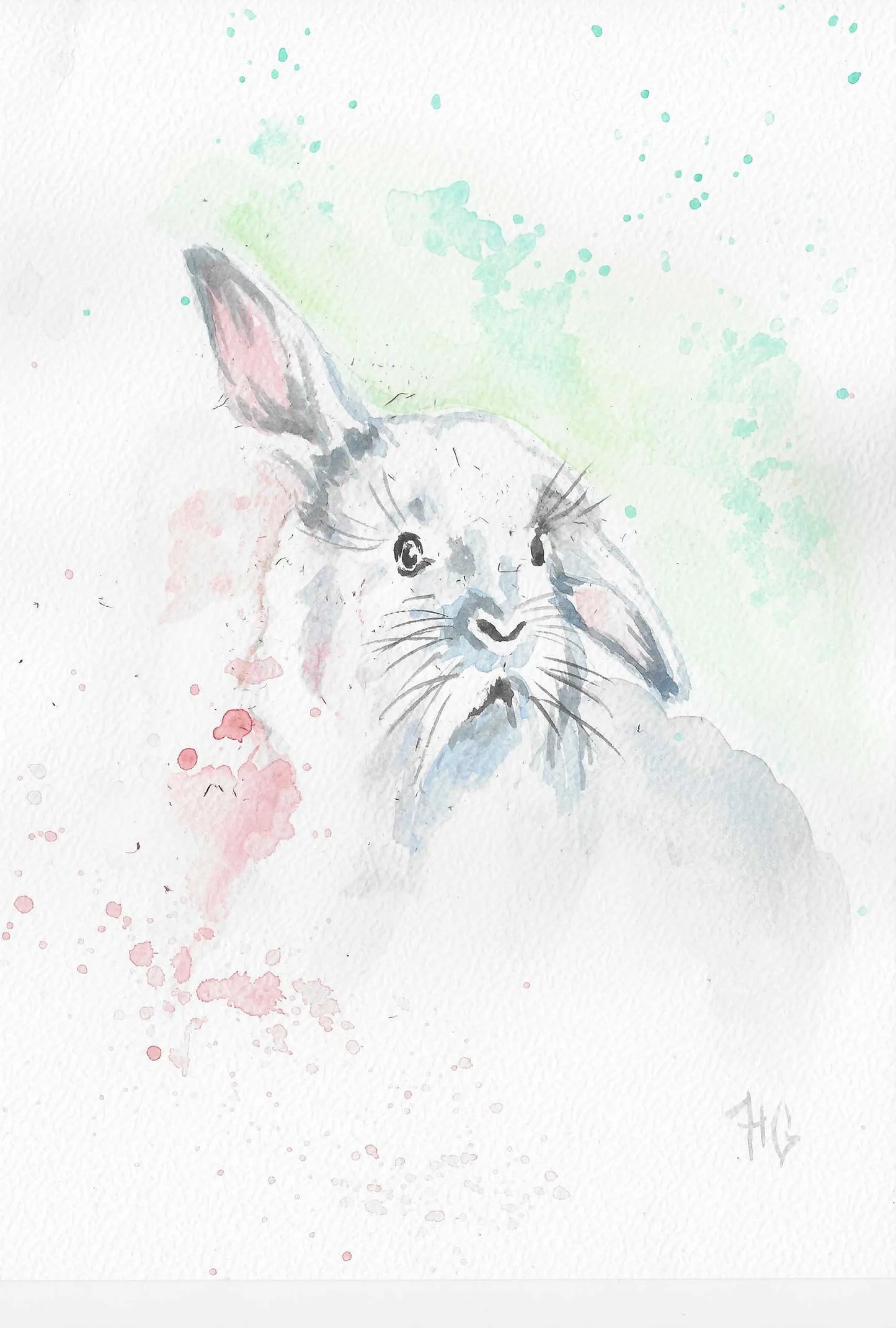 Postkarte „Kaninchen“ – Handgemalt
