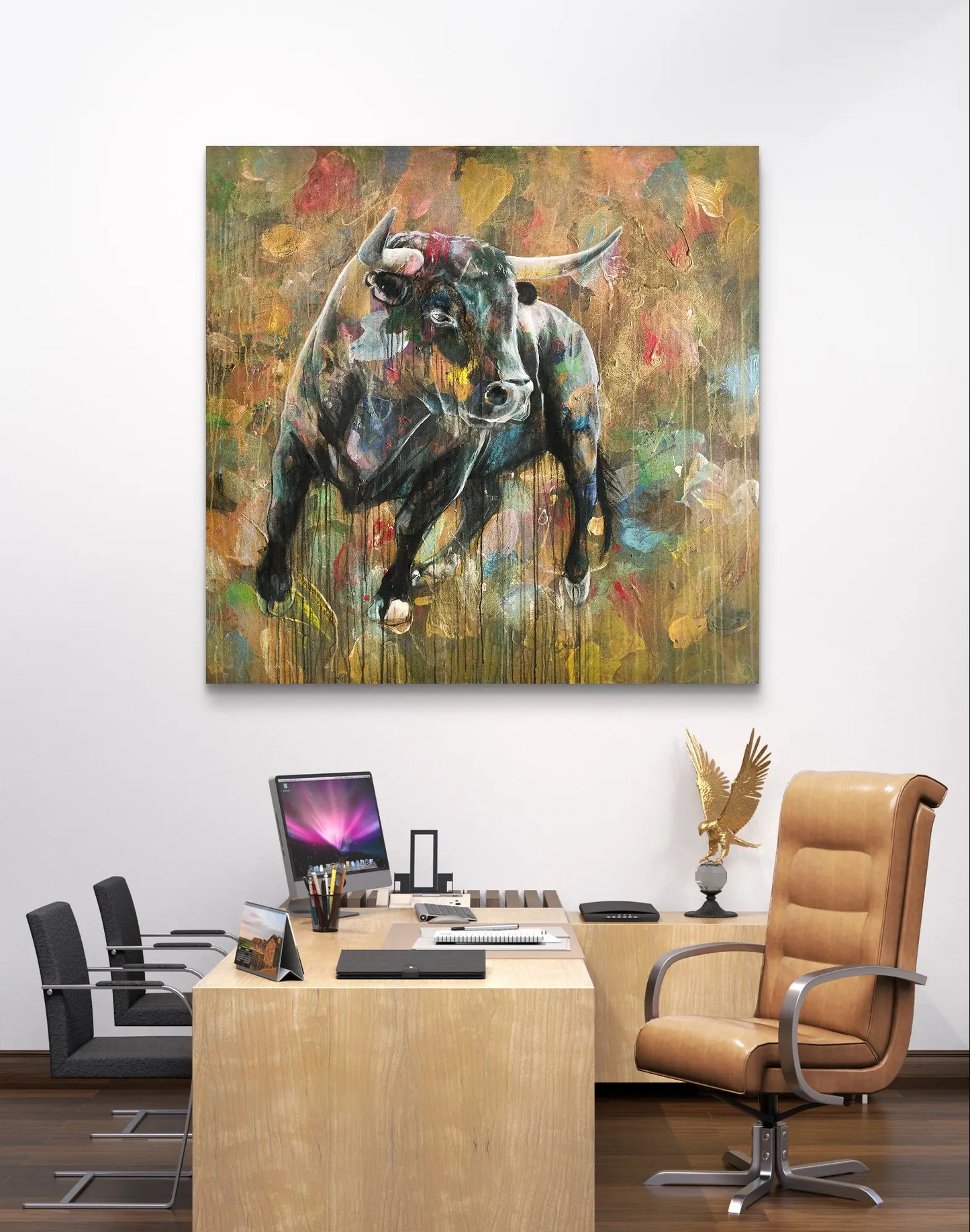 Gemälde Starker Stier – handgemaltes Original Acrylbild (140 x 145 cm)