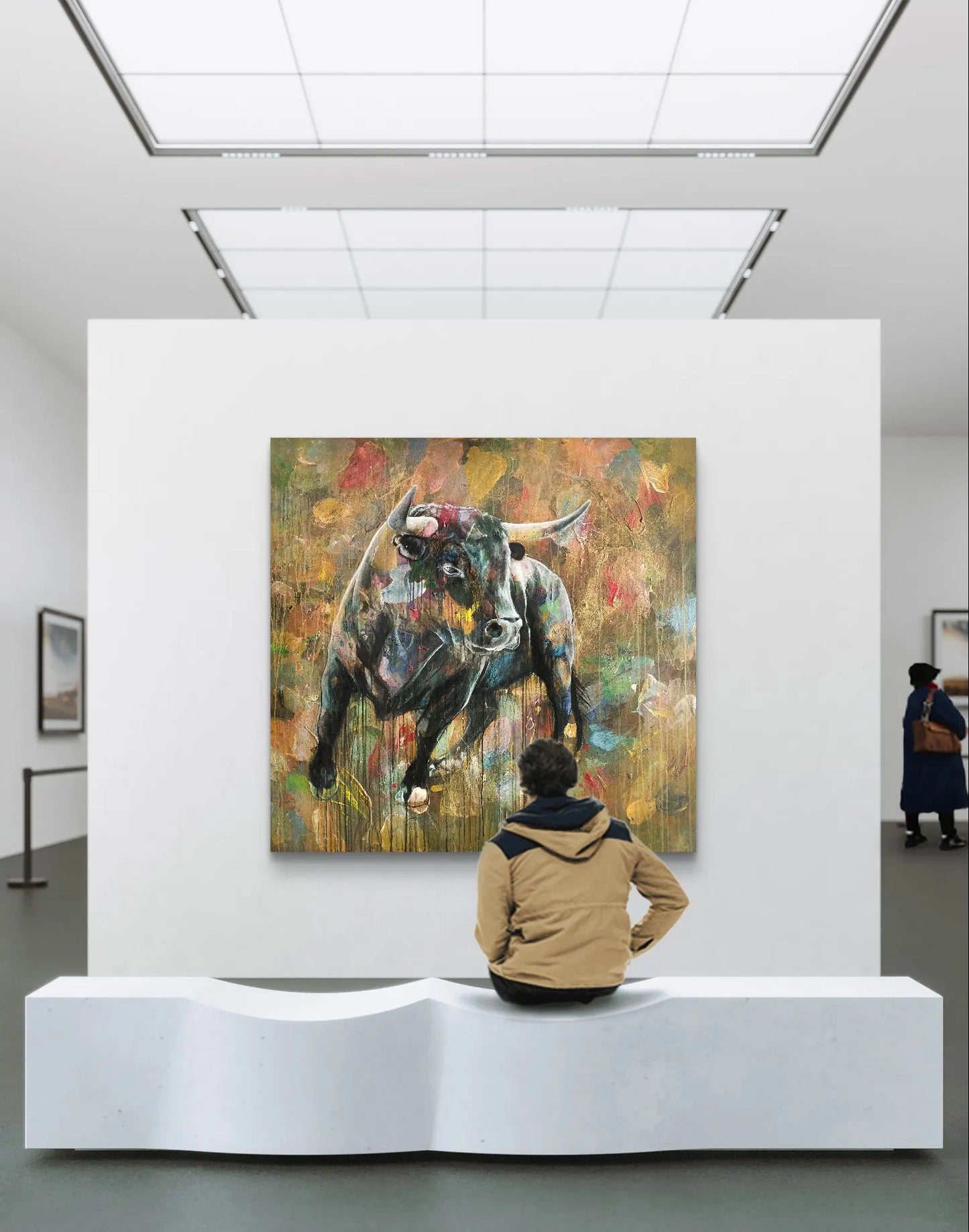 Gemälde Starker Stier – handgemaltes Original Acrylbild (140 x 145 cm)