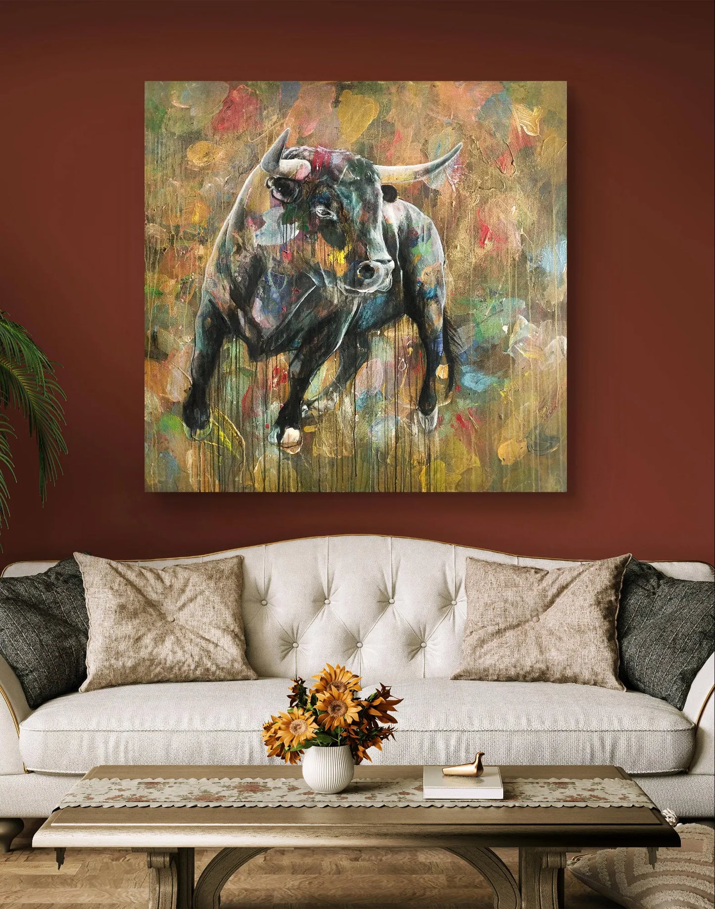 Gemälde Starker Stier – handgemaltes Original Acrylbild (140 x 145 cm)
