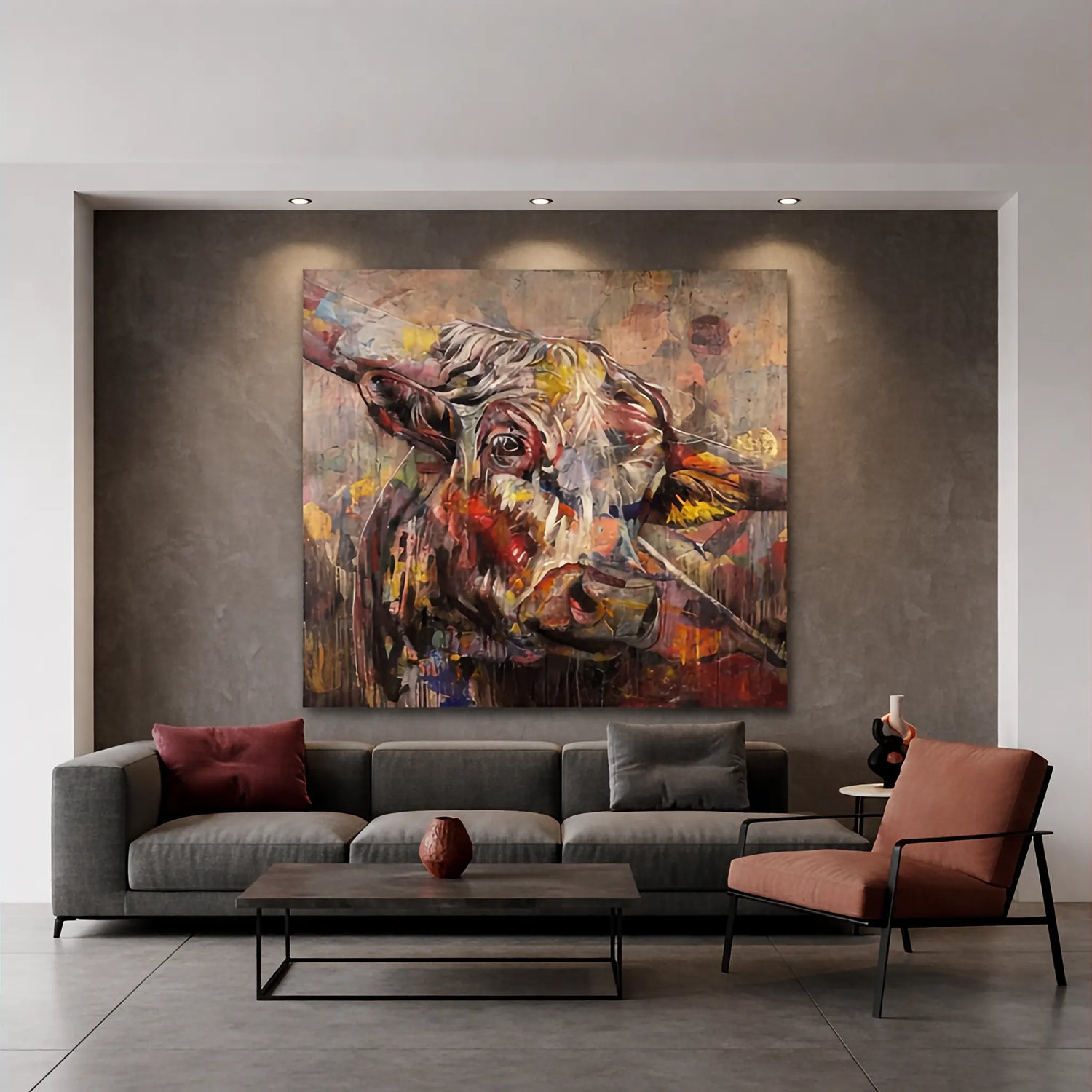 Großes handgemaltes Tiergemälde in Acryl auf Leinwand für Wohnzimmer oder Büro