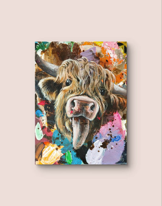 Heinz Acrylbild Wandbild Kuh Acryl auf Leinwand (30 x 40 cm)