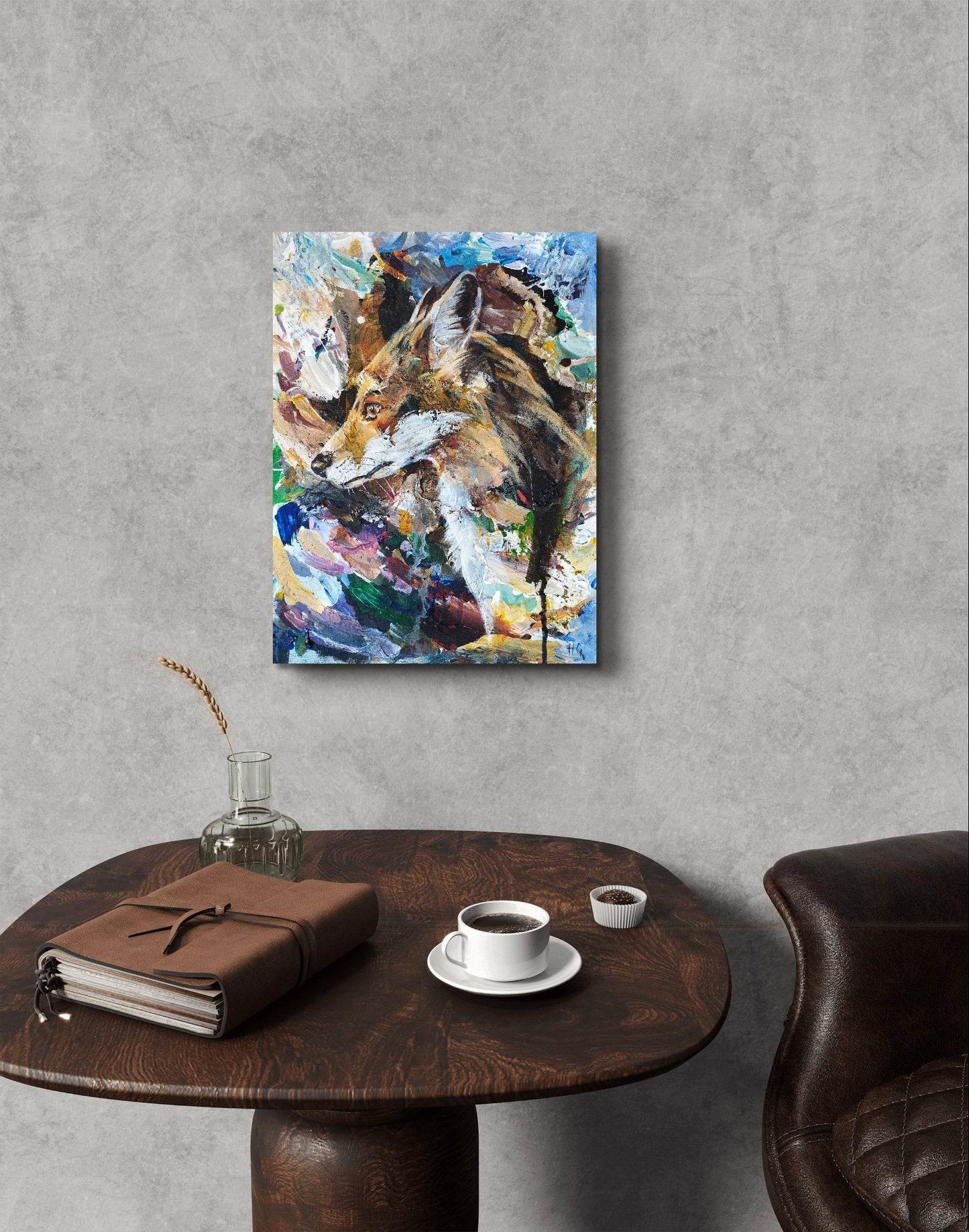 Heinz Acrylbild Wandbild Fuchs Acryl auf Leinwand (30 x 40 cm)
