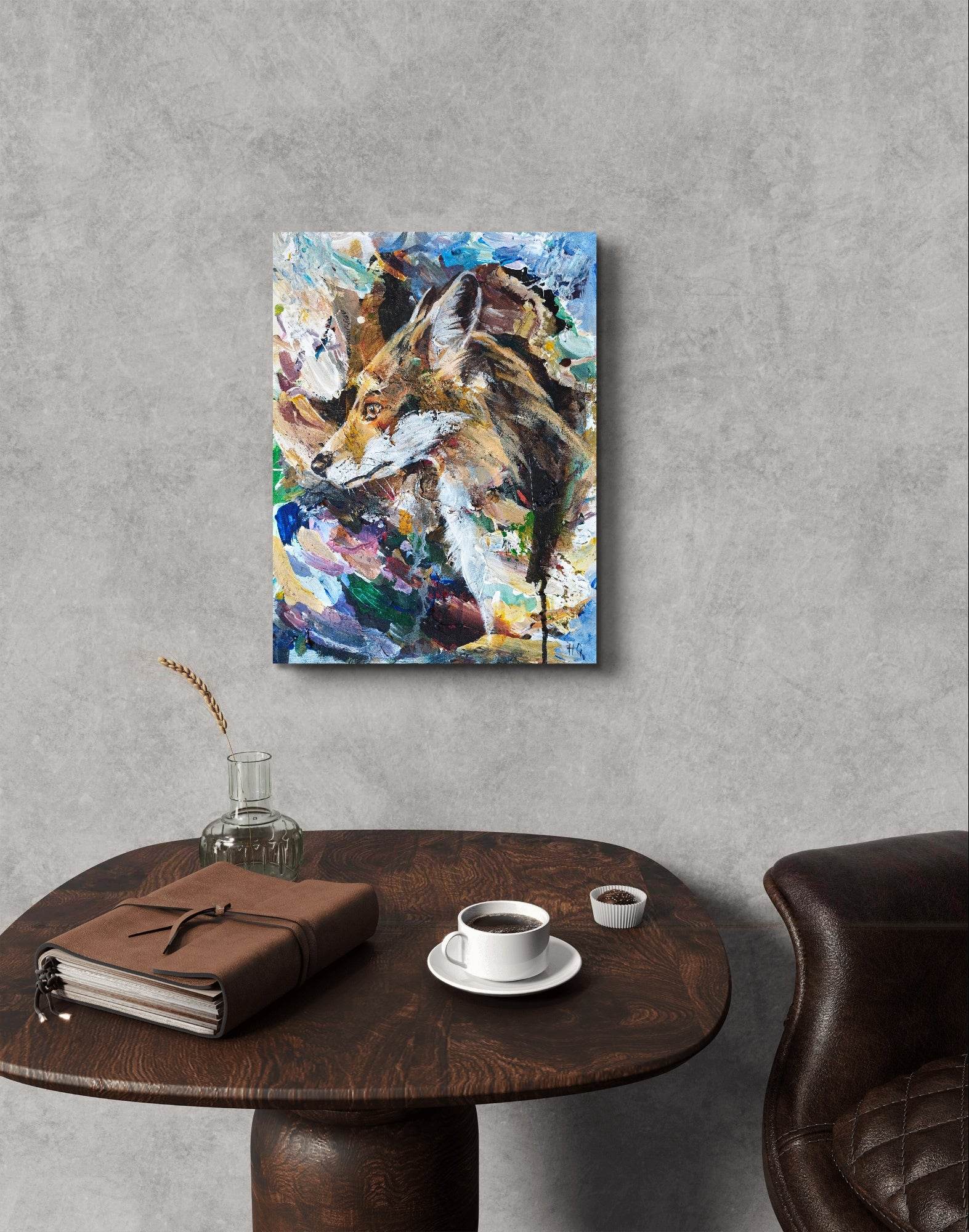 Heinz Acrylbild Wandbild Fuchs Acryl auf Leinwand (30 x 40 cm)
