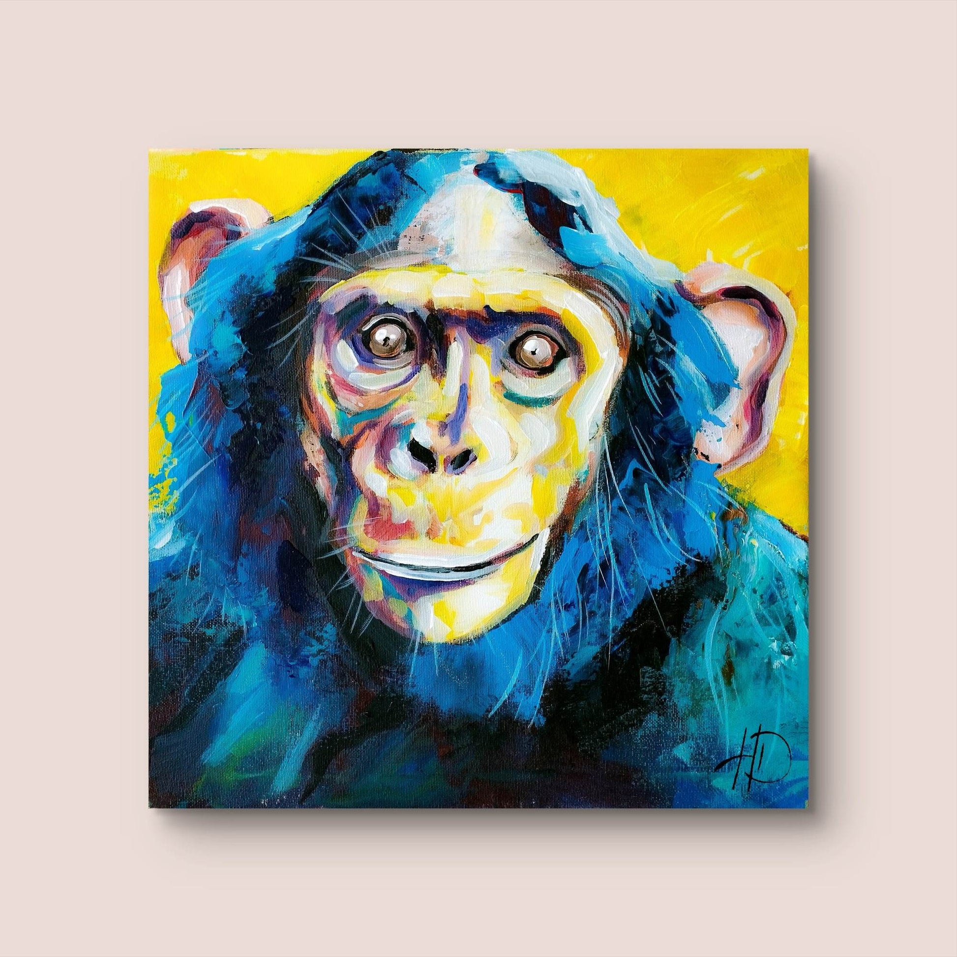 Heinz Acrylbild Wandbild kaputter Affe Acryl auf Leinwand (40 x 40 cm)