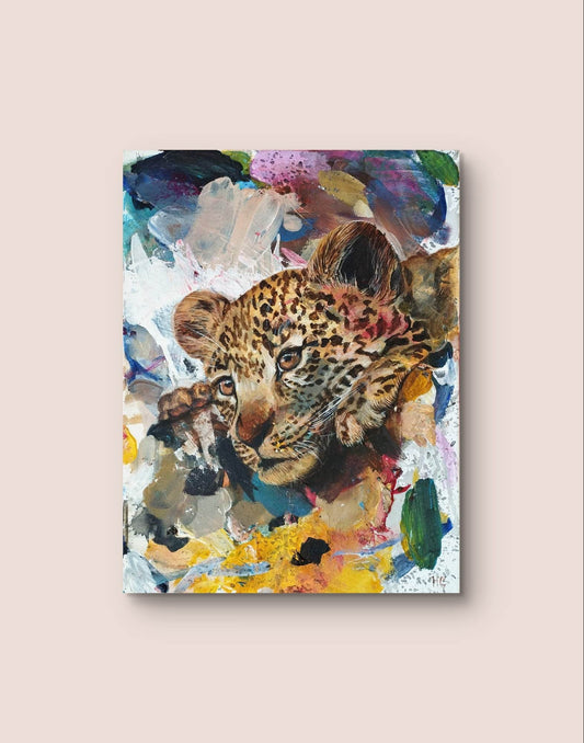 Heinz Acrylbild Wandbild Leopard Acryl auf Leinwand (30 x 40 cm)