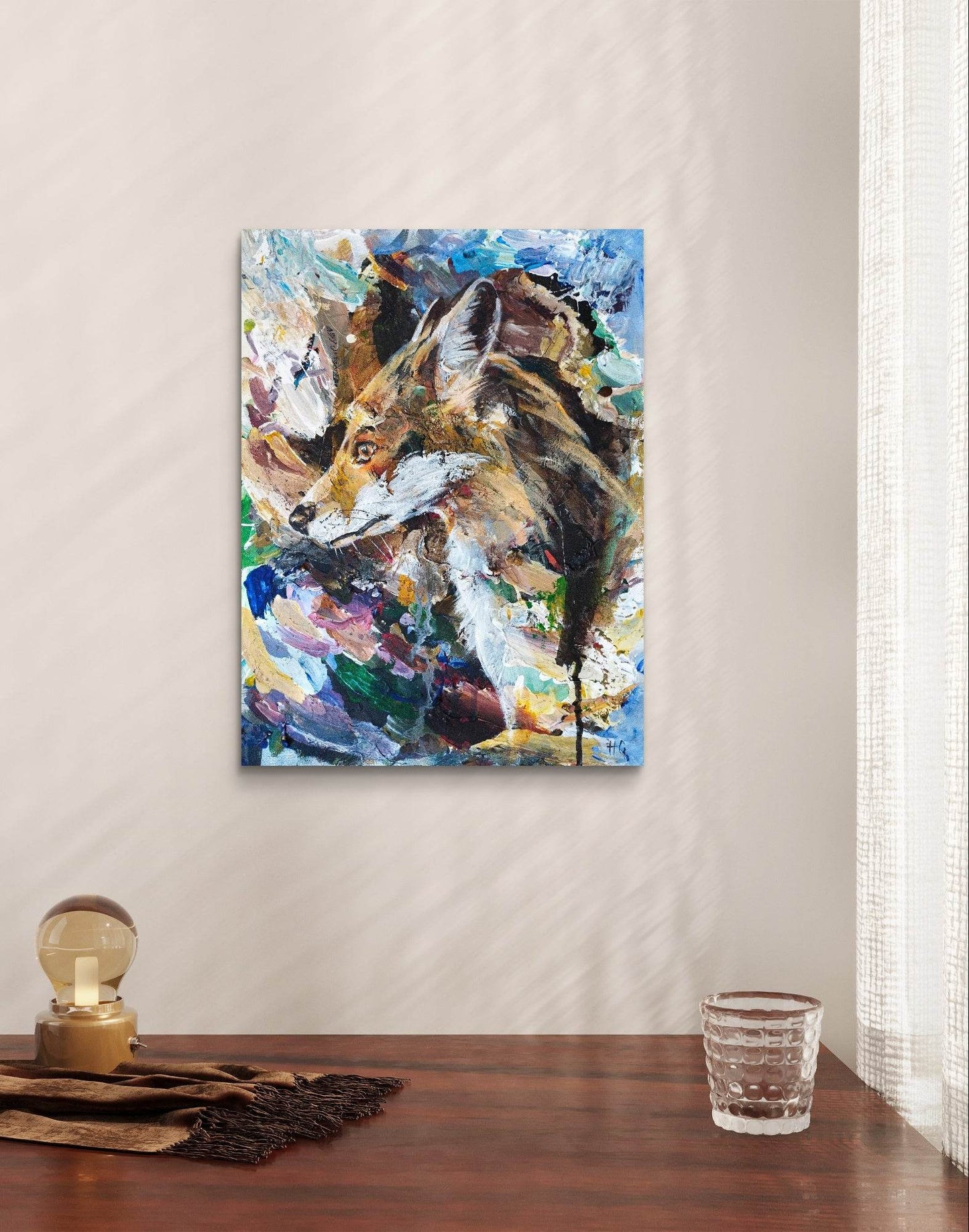 Heinz Acrylbild Wandbild Fuchs Acryl auf Leinwand (30 x 40 cm)
