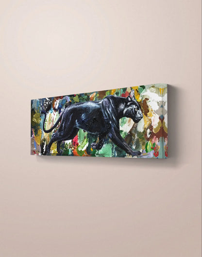 Gemälde Panther – handgemaltes Original Acrylbild (120 x 40 cm)