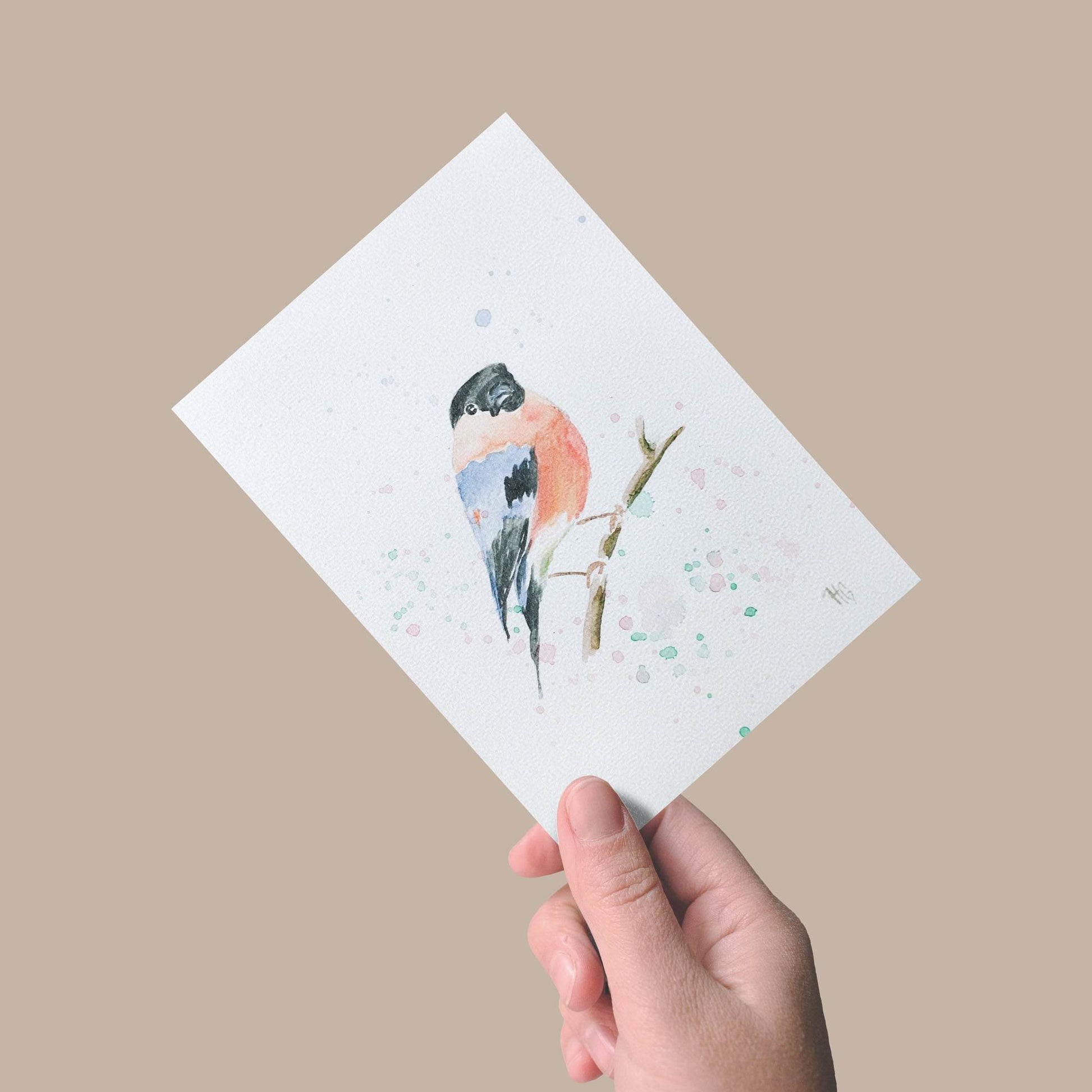 Heinz Grußkarte Postkarte „Gimpel“ – Aquarell-Vogelmotiv auf DIN A5