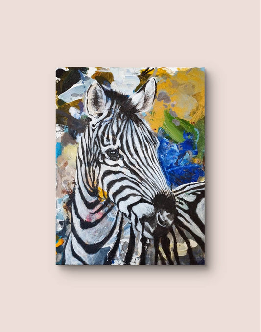 Heinz Acrylbild Wandbild Zebra Acryl auf Leinwand (30 x 40 cm)