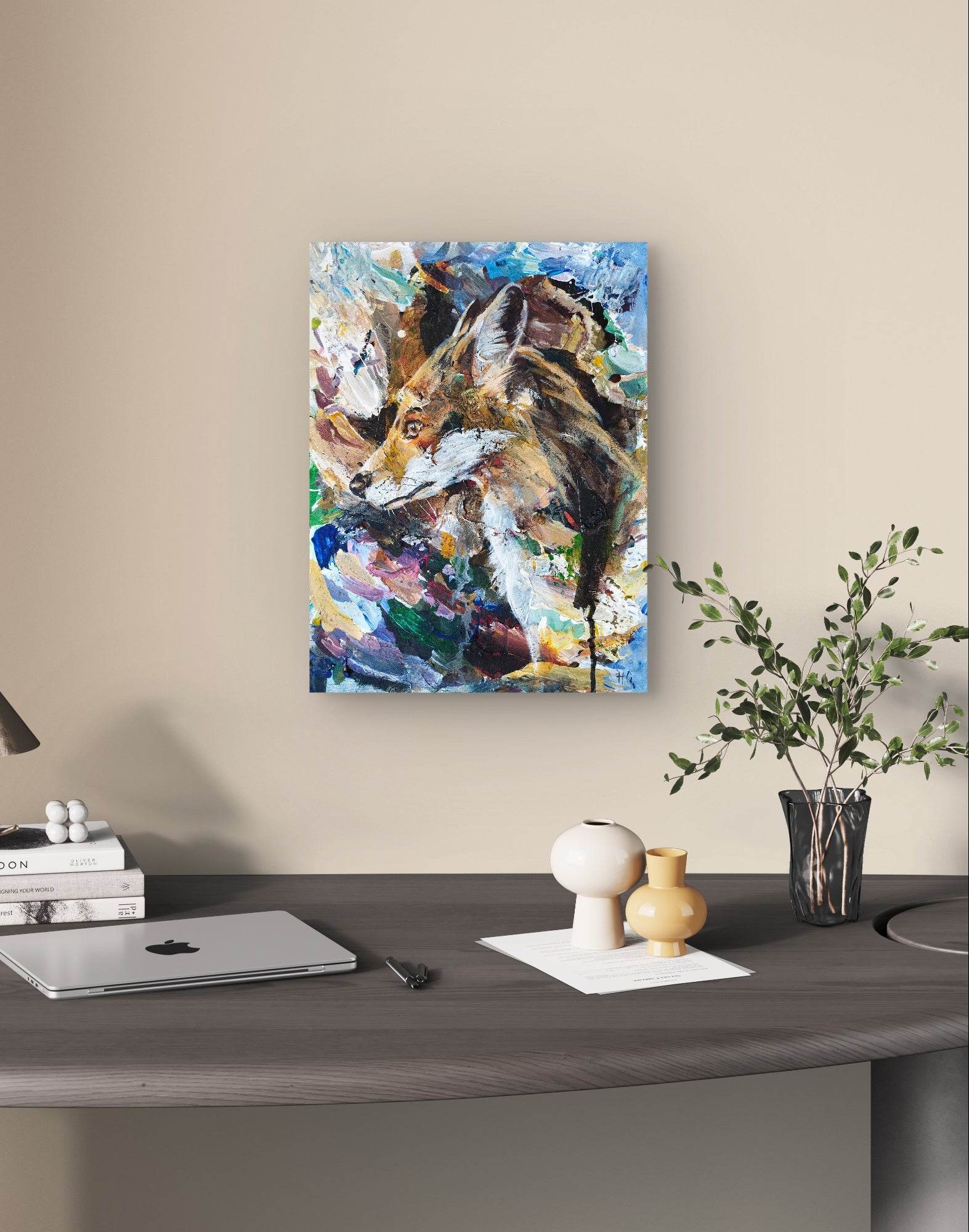 Heinz Acrylbild Wandbild Fuchs Acryl auf Leinwand (30 x 40 cm)