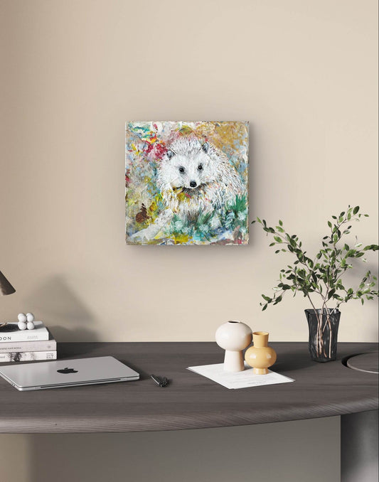 Gemälde Igel II – handgemaltes Original Acrylbild (20 x 20 cm)