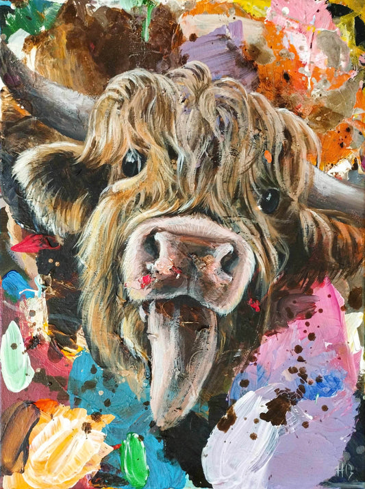 Gemälde Kuh – handgemaltes Original Acrylbild (30 x 40 cm)