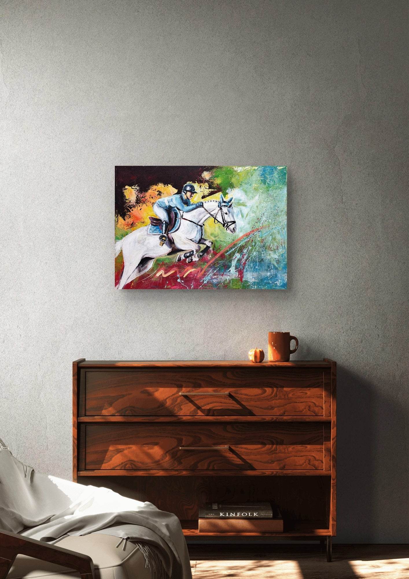 Heinz Acrylbild Wandbild Pferderennen Acryl auf Leinwand (50 x 70 cm)