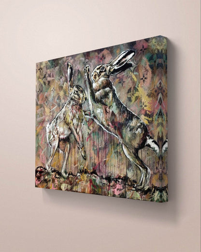 Heinz Acrylbild Wandbild zwei Hasen Acryl auf Leinwand (100 x 80 cm)