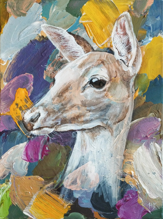 Gemälde Sanftes Reh – handgemaltes Original Acrylbild (30 x 40 cm)