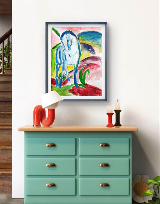 Aquarellbild Der Blaue Reiter von Franz Marc (30 × 40 cm)