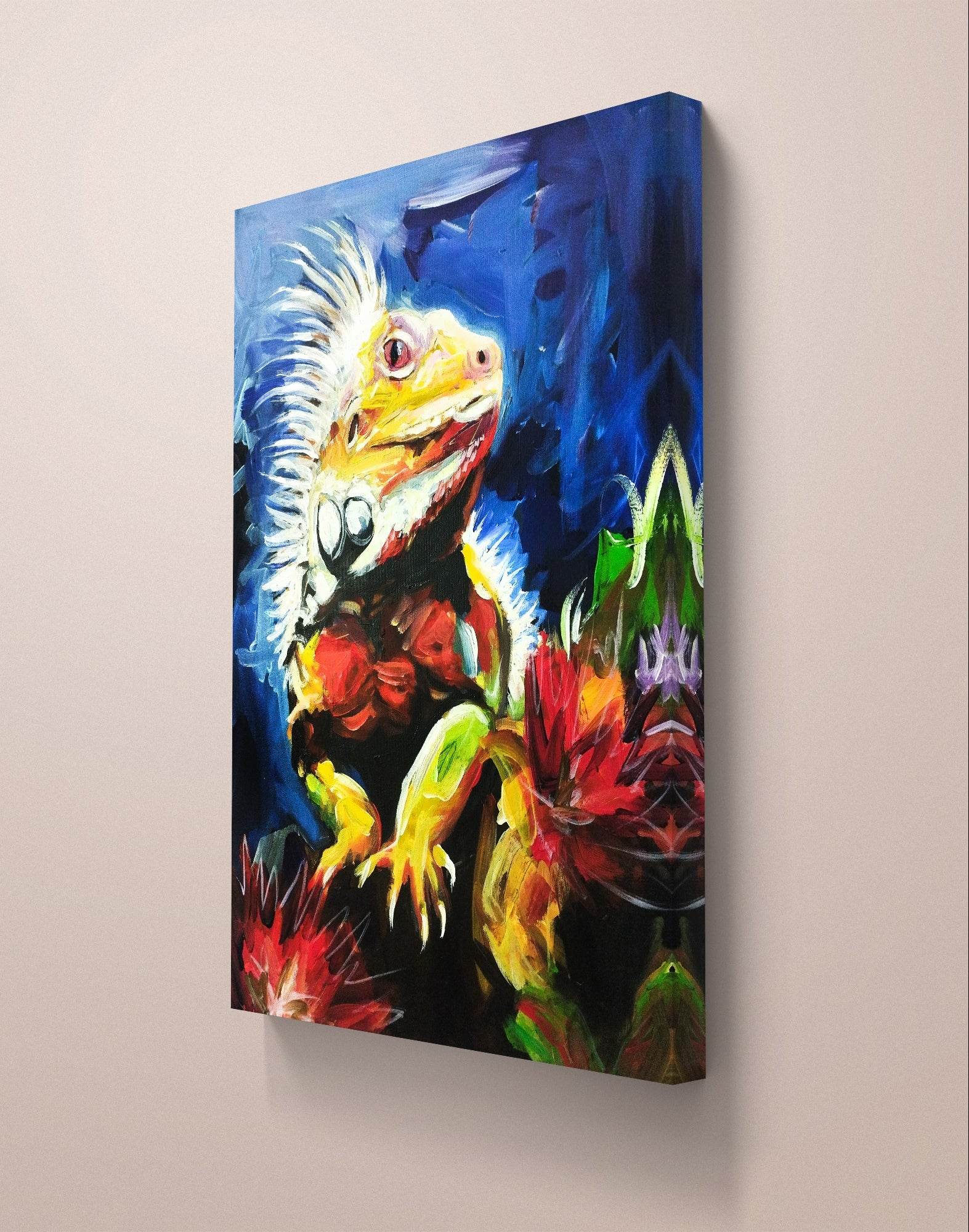 Heinz Acrylbild Wandbild Leguan Acryl auf Leinwand (50 x 70 cm)