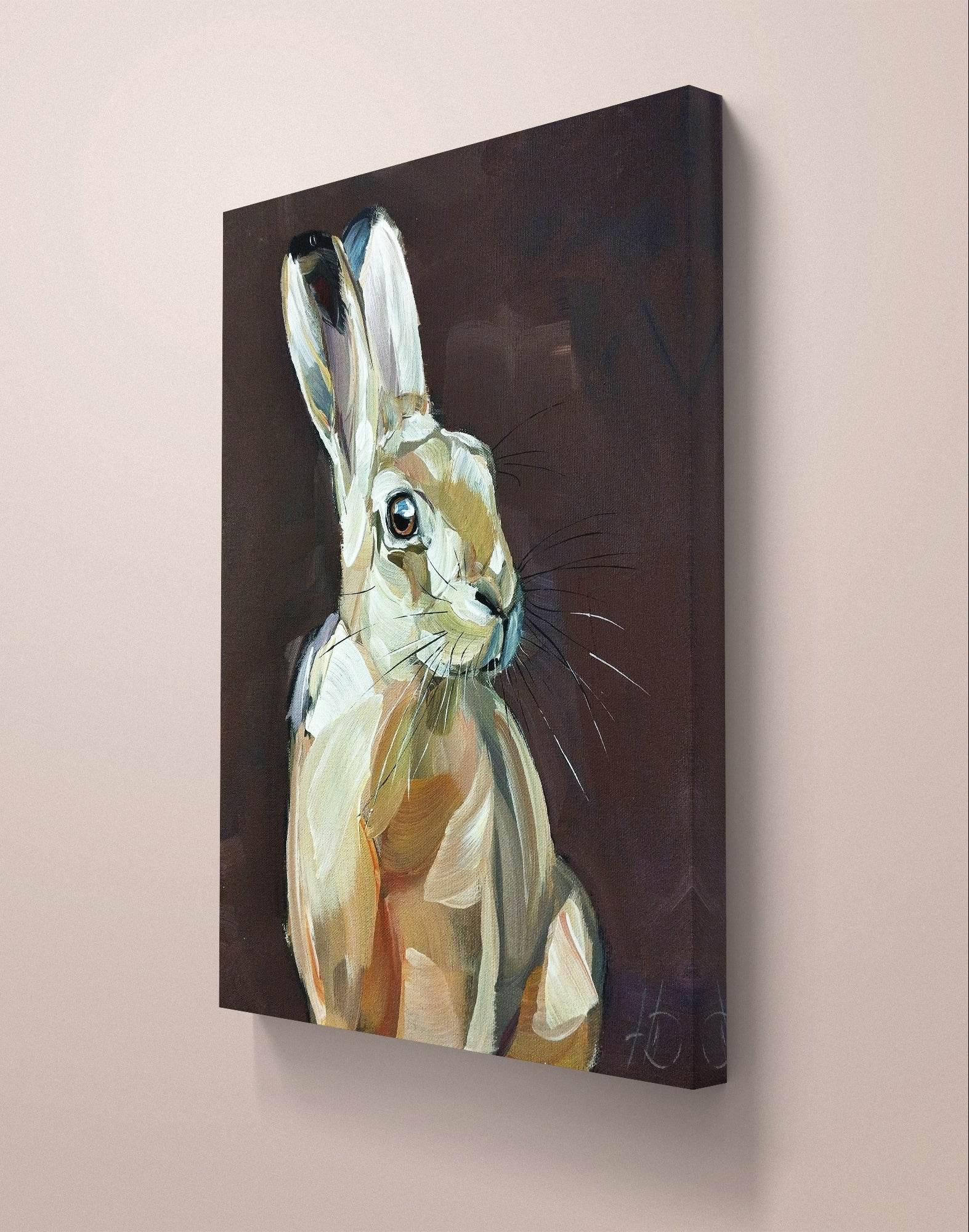 Heinz Acrylbild Wandbild braun Hase Acryl auf Leinwand (30 x 40 cm)