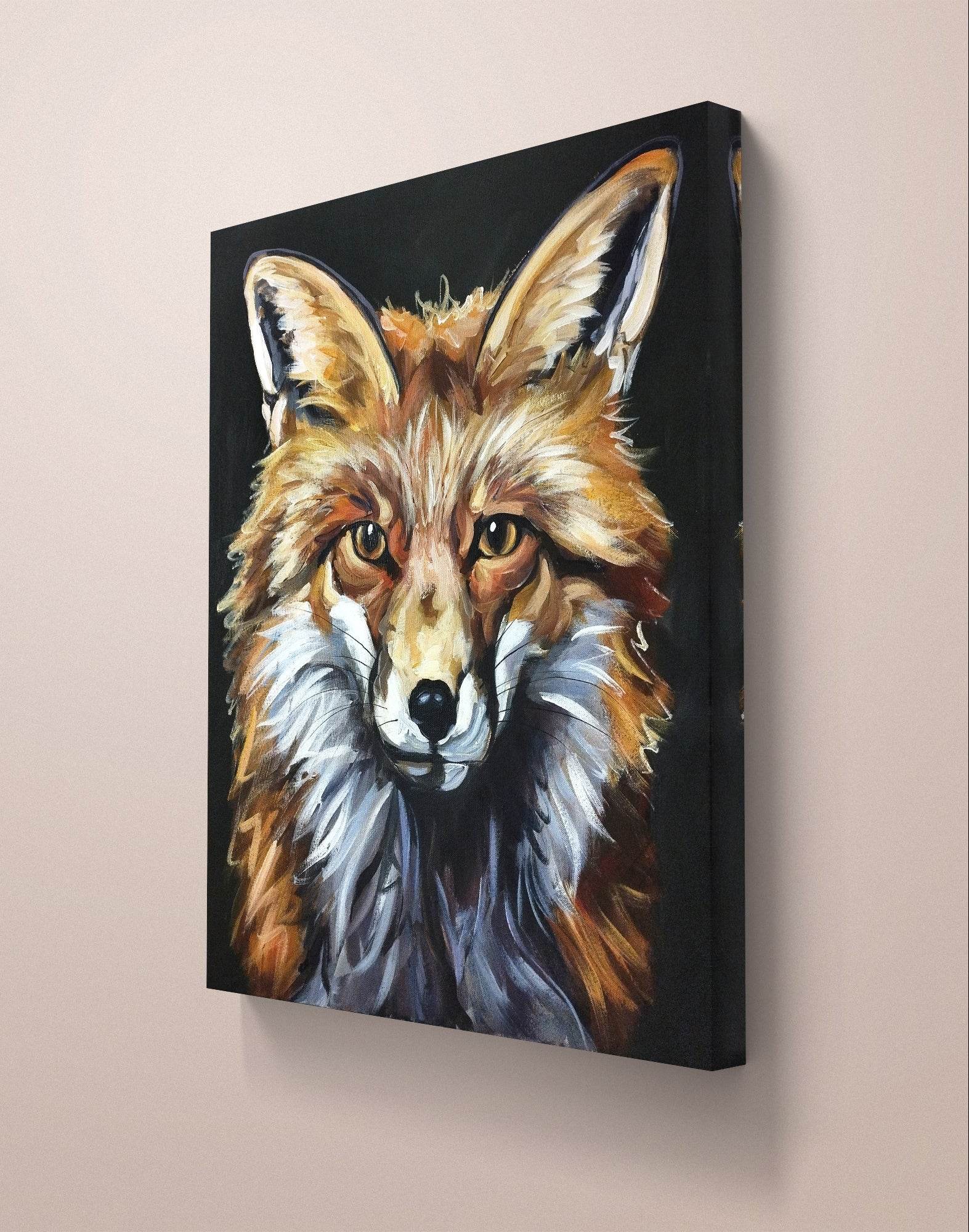 Heinz Acrylbild Wandbild Fuchs Porträt Acryl auf Leinwand (50 x 60 cm)