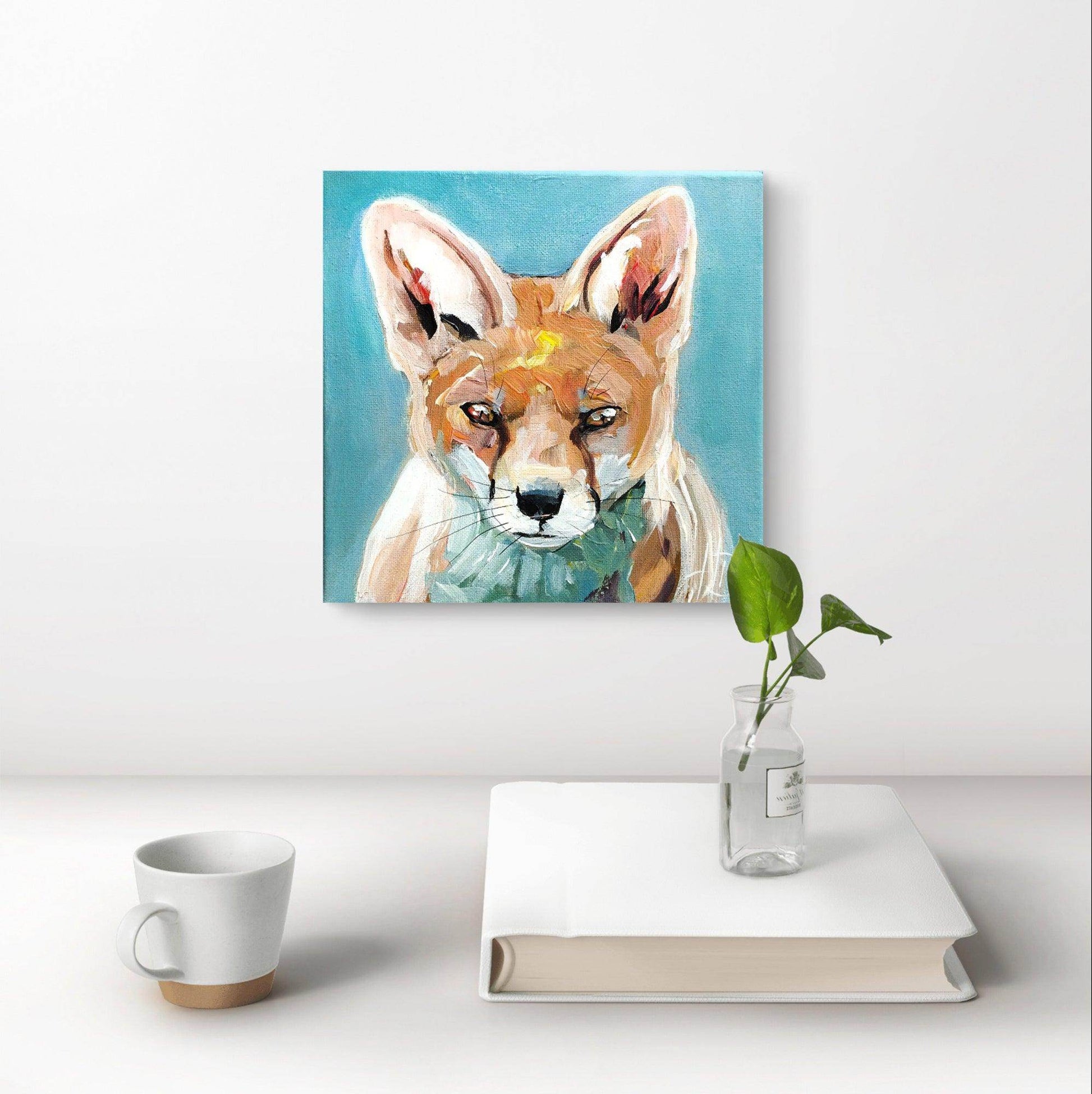 Heinz Acrylbild Wandbild kleiner Fuchs Acryl auf Leinwand (20 x 20 cm)