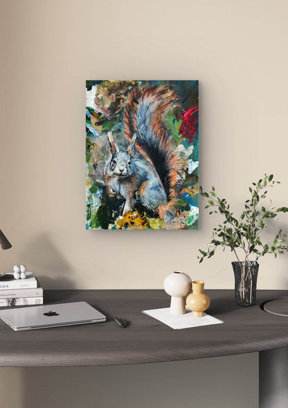 Heinz Acrylbild Wandbild Eichhörnchen Acryl auf Leinwand (30 x 40 cm)