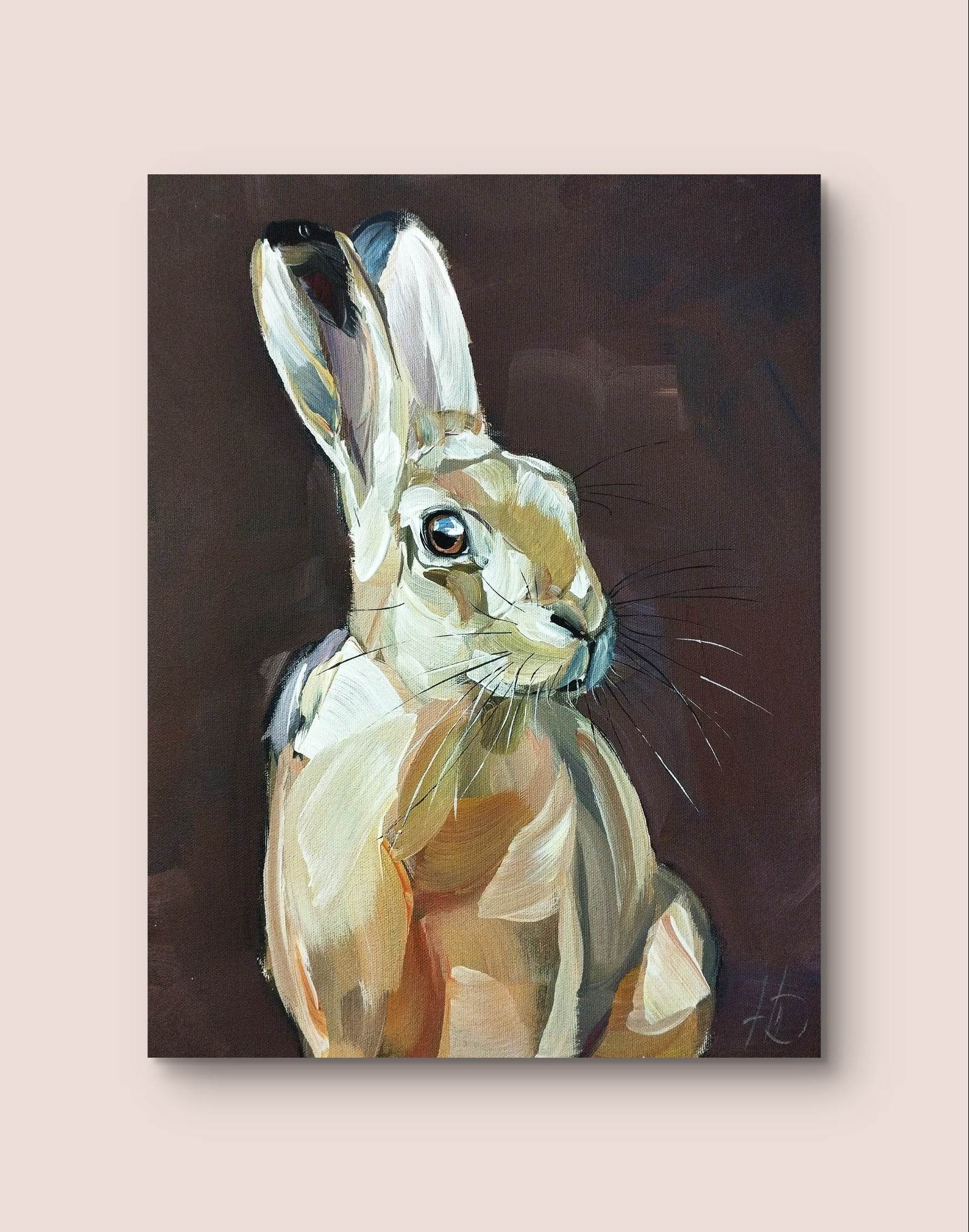 Heinz Acrylbild Wandbild braun Hase Acryl auf Leinwand (30 x 40 cm)