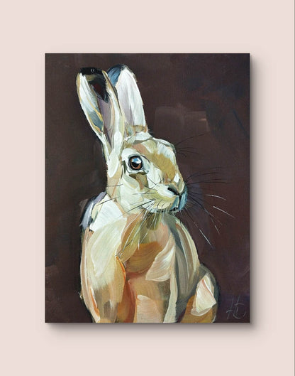 Heinz Acrylbild Wandbild braun Hase Acryl auf Leinwand (30 x 40 cm)