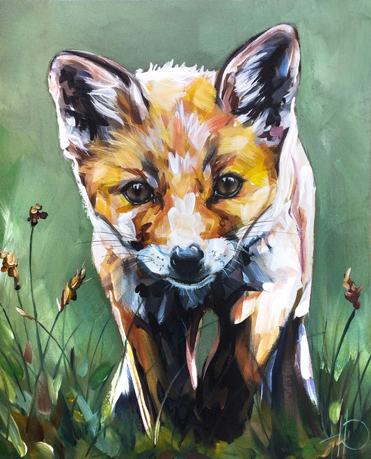 Gemälde kleiner Fuchs – handgemaltes Original Acrylbild (40 x 50 cm)