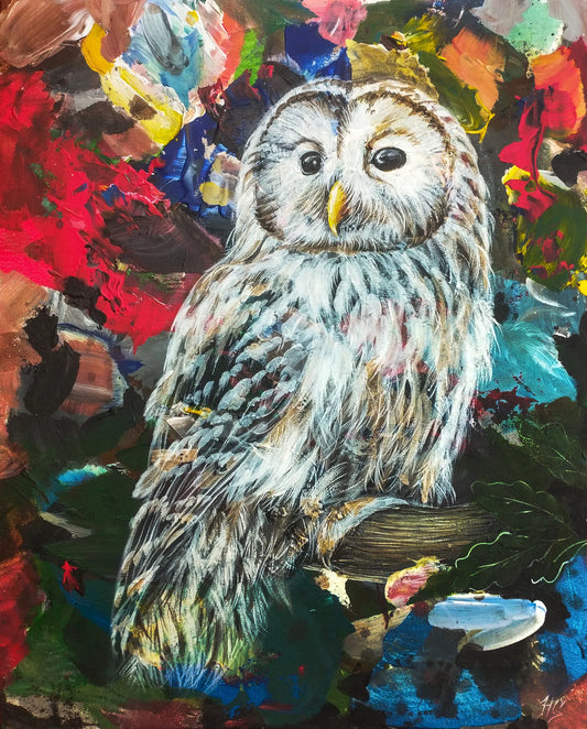 Gemälde Waldkauz – handgemaltes Original Acrylbild (40 x 50 cm)