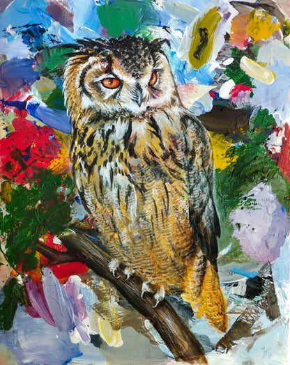 Gemälde Uhu – handgemaltes Original Acrylbild (40 x 50 cm)