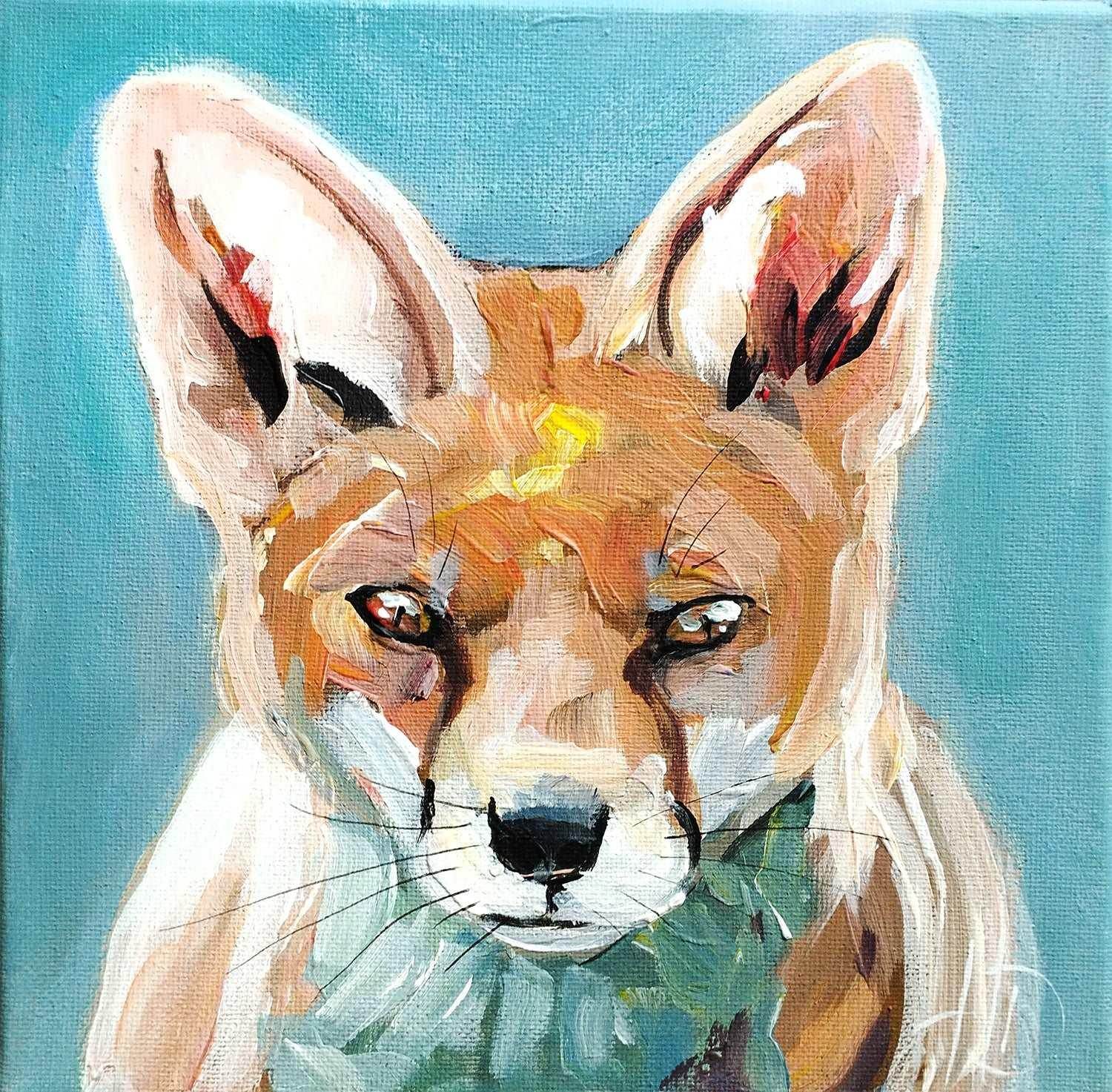 Heinz Acrylbild Wandbild kleiner Fuchs Acryl auf Leinwand (20 x 20 cm)
