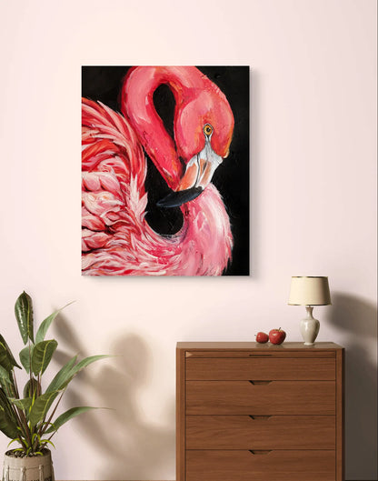 Gemälde Flamingo Silhouette – handgemaltes Original Acrylbild (40 x 50 cm)